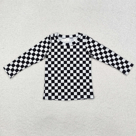 GT0864   toddler girl clothes black gingham girl winter top shirt