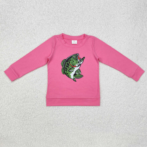 GT0870   toddler girl clothes vinyl fish girl winter top shirt