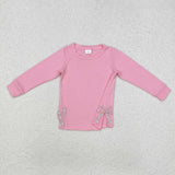 GT0872   toddler girl clothes embroidery bows girl winter top shirt