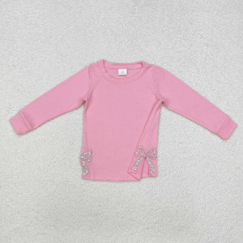 GT0872   toddler girl clothes embroidery bows girl winter top shirt