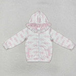 GT0873   toddler girl clothes pink bows girl winter hoodie top shirt