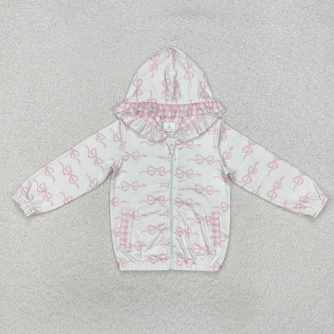 GT0873   toddler girl clothes pink bows girl winter hoodie top shirt