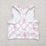 GT0883   toddler girl clothes  pink bows girl summer top yoga clothes
