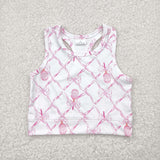 GT0883   toddler girl clothes  pink bows girl summer top yoga clothes