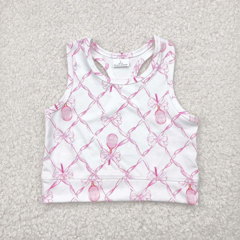 GT0883   toddler girl clothes  pink bows girl summer top yoga clothes
