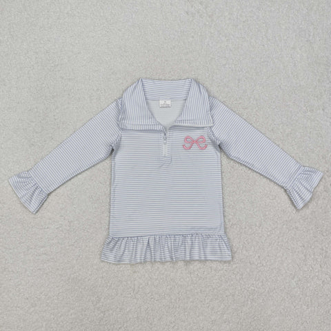 GT0886   toddler girl clothes embroidery bow girl winter pullover top