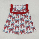 GT0949  toddler girl clothes bows girl 4th of July Patriotic summer top shirt