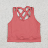 GT1004   toddler girl clothes coral girl summer top vest yoga clothes