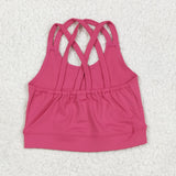 GT1010   toddler girl clothes pink girl summer top vest yoga clothes