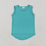 RTS toddler clothes matching clothing solid color top  kids summer yoga clothing