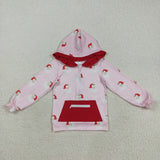 GT1047   toddler girl clothes santa girl  christmas winter hoodie top