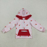 GT1047   toddler girl clothes santa girl  christmas winter hoodie top