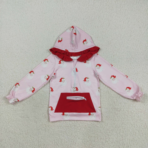 GT1047   toddler girl clothes santa girl  christmas winter hoodie top