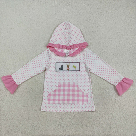 GT1106    toddler girl  clothes embroidery hunting girl  winter top hoodie