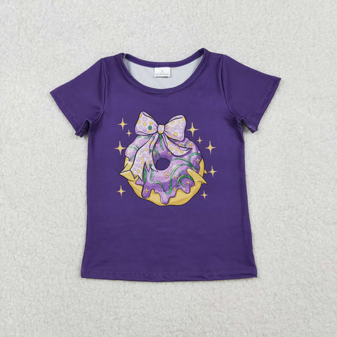 GT1252 baby girl clothes donuts print girl mardi gras summer top