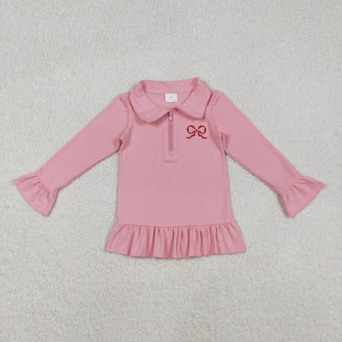 GT1270  baby girl clothes embroidery bows girl winter top