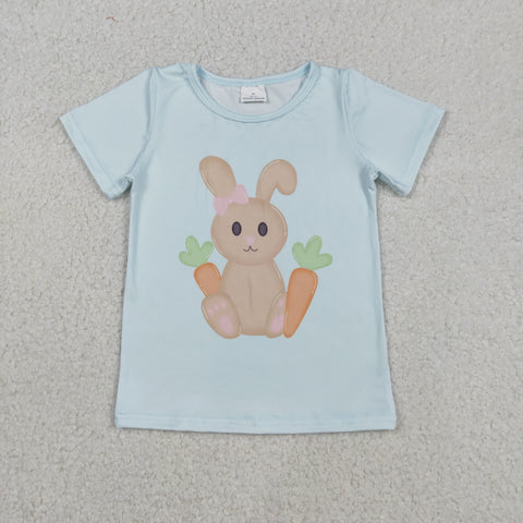 GT1395 baby girl clothes rabbit print girl easter summer top