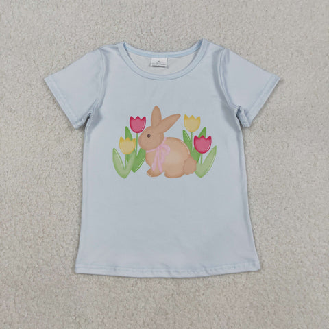 GT1398 baby girl clothes rabbit print girl easter summer top