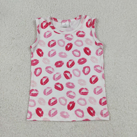 GT1419 baby girl clothes kiss print girl Valentine summer top