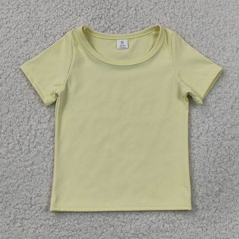 GT1632 baby girl clothes light yellow print girl summer yoga top