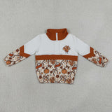 GT1723  baby girl clothes turkey print girl thanksgiving winter top