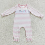 LR0582 long sleeve pink baby romper