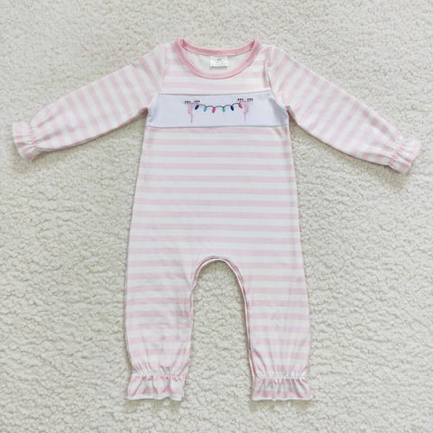 LR0582 long sleeve pink baby romper