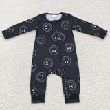 LR0654 long sleeve black baby romper