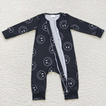 LR0654 long sleeve black baby romper