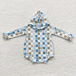 Newborn long sleeve checker hoodie romper