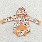 Halloween pumpkin toddler kids hoodie romper