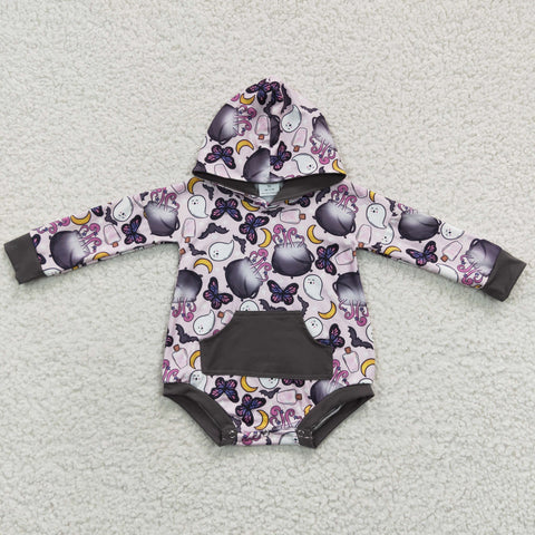 Halloween purple butterfly ghost infants hoodie romper