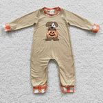 Dog pumpkin embroidery toddler boys fall romper