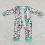 Toddler one-piece christmas green zip sleeper