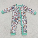 Toddler one-piece christmas green zip sleeper