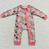 Toddler pink smile pattern zip sleeper romper