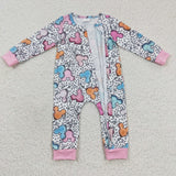 Long sleeve baby cartoon zip romper