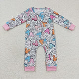 Long sleeve baby cartoon zip romper