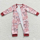 Future cowgirl western cactus baby zip romper