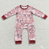 Future cowgirl western cactus baby zip romper