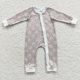 Long sleeve smile face baby zip romper