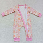 Toddler girl donuts pink zip romper