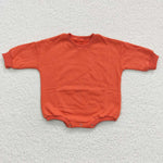 Baby kids dark orange long sleeve cotton romper