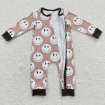 Smiling face pattern toddler zip romper