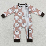 Smiling face pattern toddler zip romper