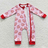 Toddler girls christmas pink zip romper
