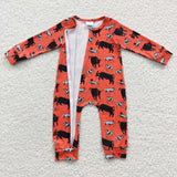 Toddler newborn cow print zip romper