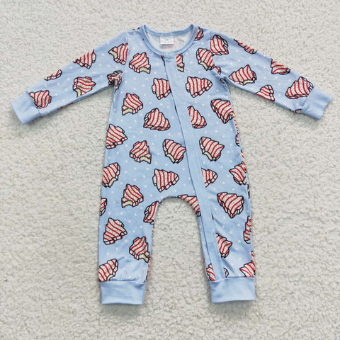 Toddler boys blue christmas zip romper