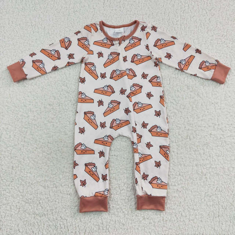 Infants maple cake pies fall zipper romper