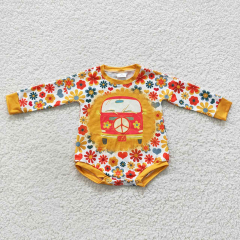 Long sleeve floral car toddler romper